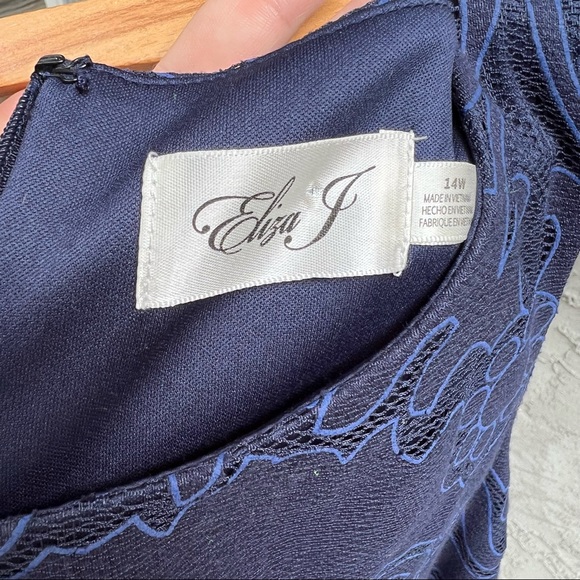 Eliza J Navy Sleeveless Lace Overlay A-Line Dress 14W - Picture 9 of 10